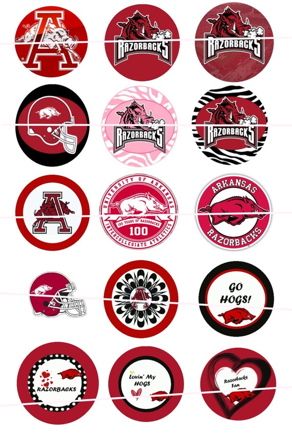 Printable Arkansas Razorbacks Bottle Cap Images One Inch