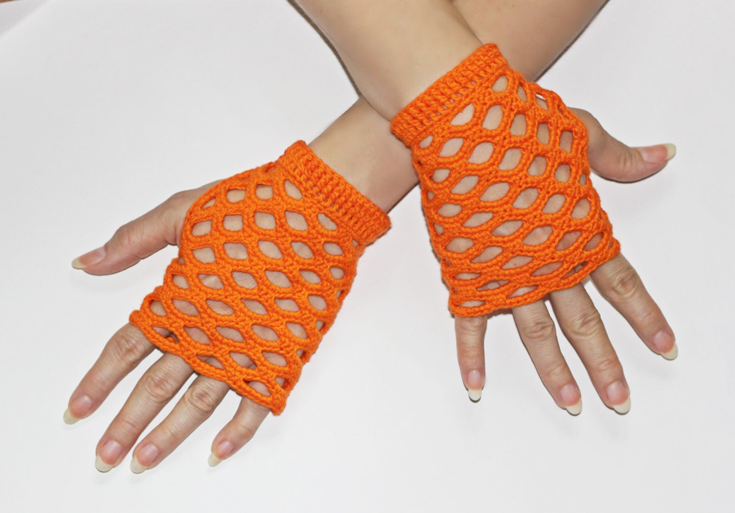 PDF PATTERN stepbystep TUTORIAL Crochet lace/mesh mittens/ fingerless