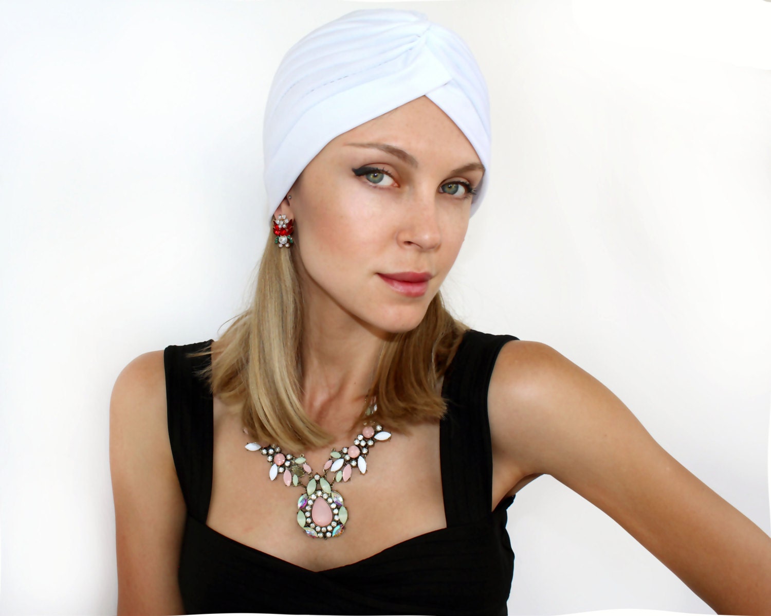 Women s Fashion Turban  Head  Wrap in White