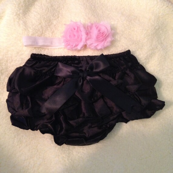 Black Satin Bloomers for Girls Newborn to Size 4