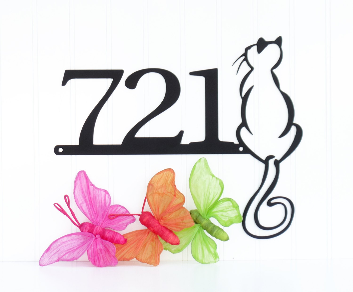 Custom Outdoor Cat House Number Metal Sign by RefinedInspirations