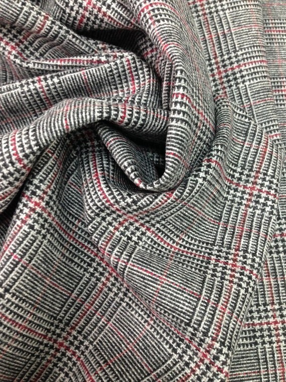 Plaid Wool Blend Fabric by the yard W533