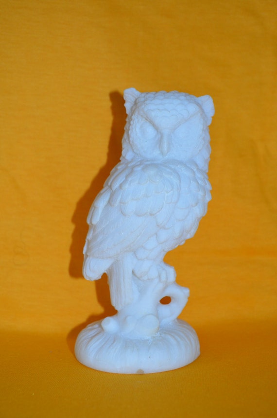 Vintage Alabaster 'Santini' Owl Figurine Made in Italy