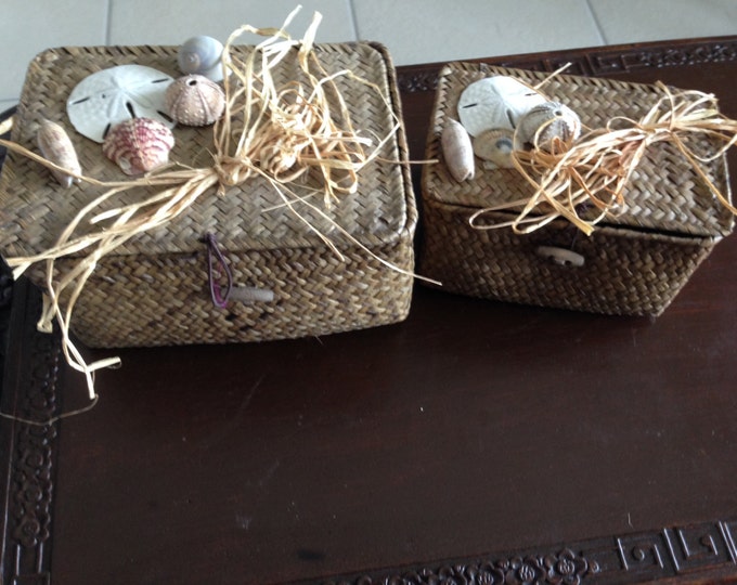 Wicker Shell Baskets - set of 2