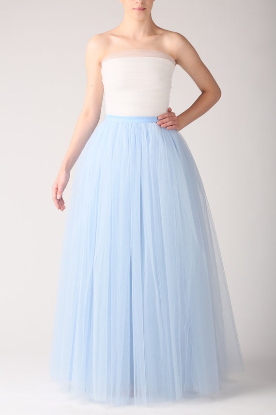 Baby blue maxi tutu skirt Handmade maxi skirt Handmade tulle