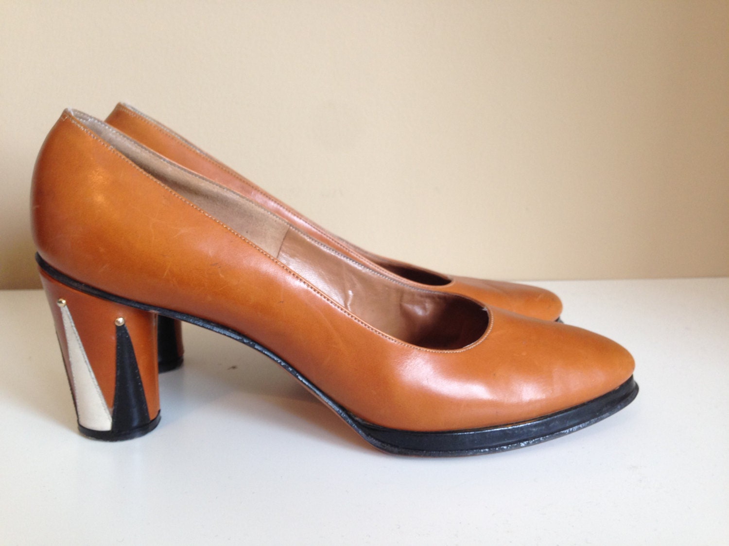 Vintage 1960’s designer Herbert Levine leather mod platform heels shoes ...