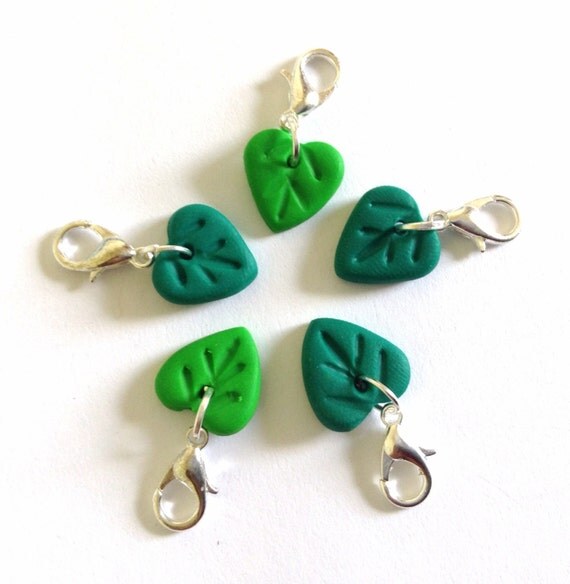 ... markers: leaf stitch markers for crochet, leaves row markers -UK