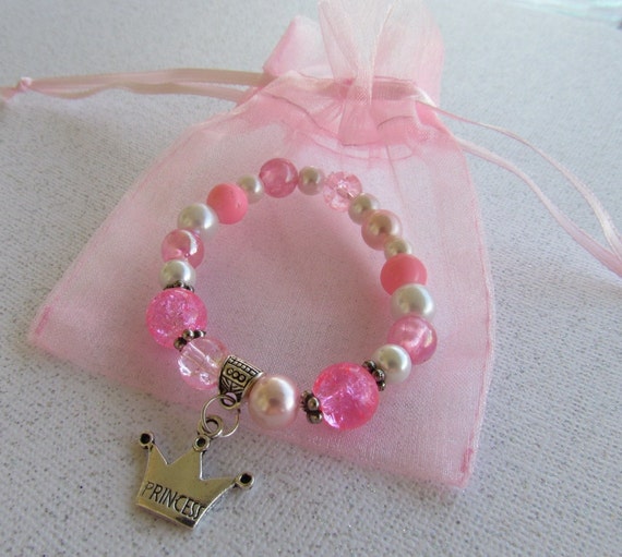 Girls Princess Charm Bracelet Pink Princess Birthday Party