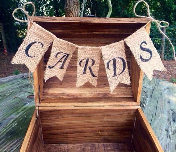 Burlap Cards Banner - Rustic Wedding Card Box Insert - Shabby Chic Wedding - Wedding Card Chest by CountryBarnBabe