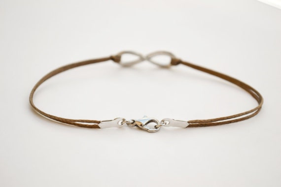 Infinity bracelet for men brown cord men's bracelet with