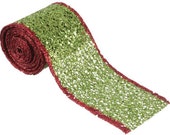 Glitter Red and Green Ribbon, Christmas Ribbon, Red Ribbon, Green Ribbon, Red and Green Christmas Decor, 2.75" x 6 feet Il_170x135