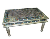 Udaipur Floral Design Meenakari Coffee Table Hand enamelled white metal india Furniture