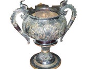 Ornately Carved Bronze Finished Brass Planter vintage Urn