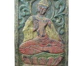 Carved Wooden Buddha Wall Panel, Hand Carved Wall Decor Art, Meditation