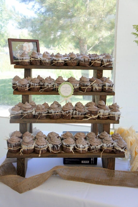 The Cupcake Stand 4 Tiered Rustic Wooden Display Stand