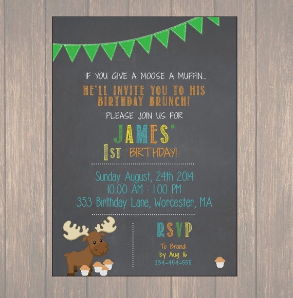 Items similar to Give a Moose a muffin, Birthday Party, Give a moose a