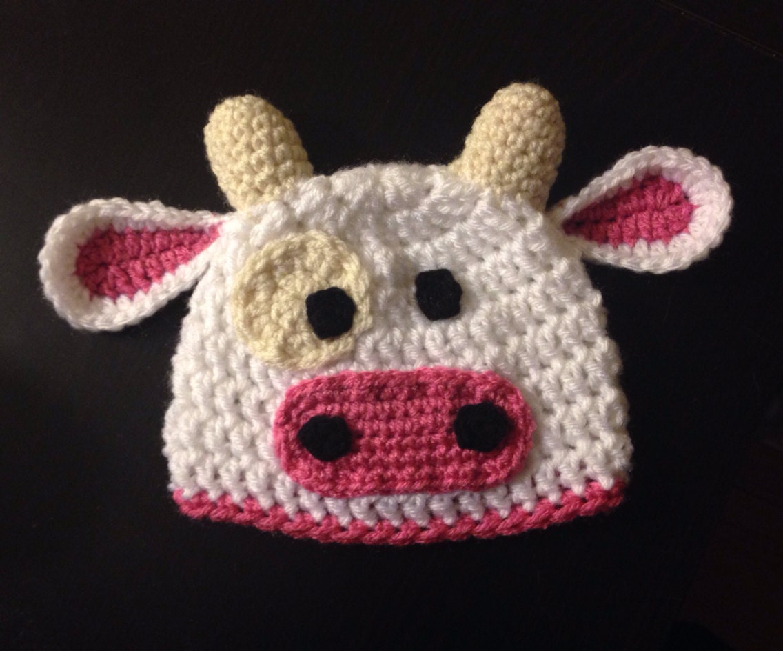 Crochet Cow Hat by NiftyNursery on Etsy