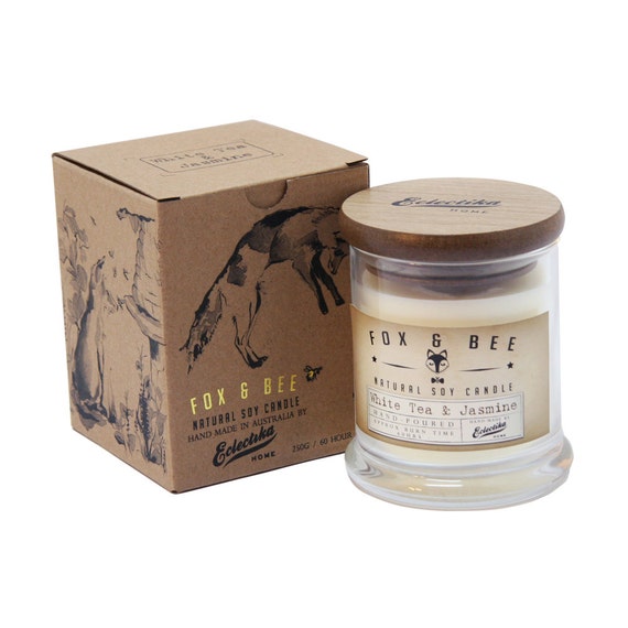 White Tea  Jasmine large vintage style natural soy candle in ...