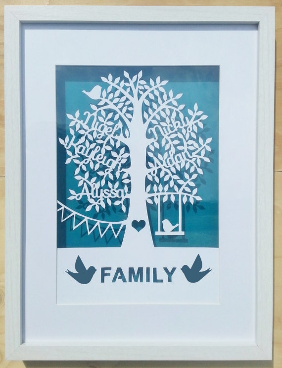 Gorgeous personalised family tree in a shadow box frame