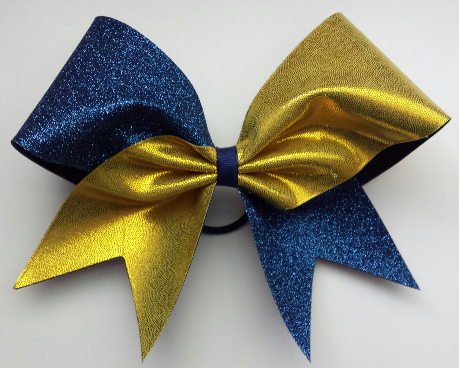 3. Navy Blue and Gold Cheer Bow - wide 3