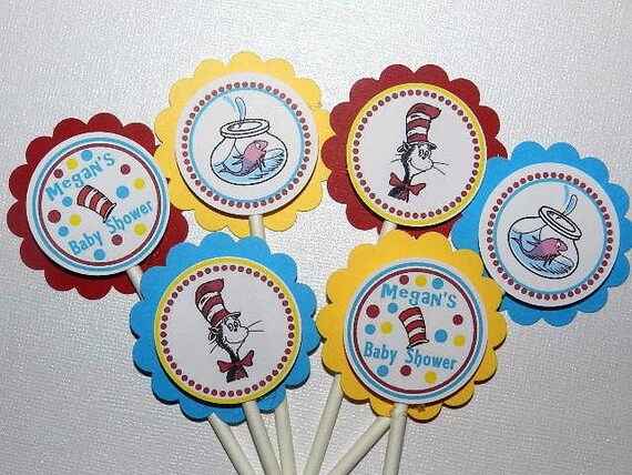 DR SEUSS Baby Shower Cupcake Toppers by APartyWithPaper on Etsy