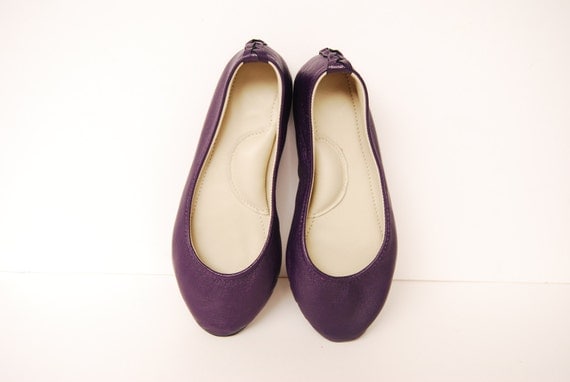 Purple orchid leather ballerina flat shoes custom by Erinbonnie