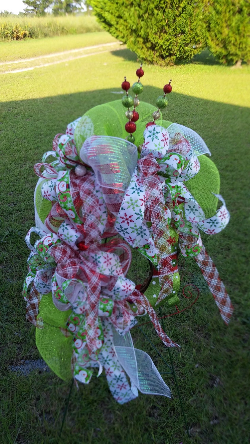 Retro Snowman Christmas Wreath, Deco Mesh Ice boot Wreath, Holiday Wreath, Winter Wreath, Snowman Ice Boot Wreath