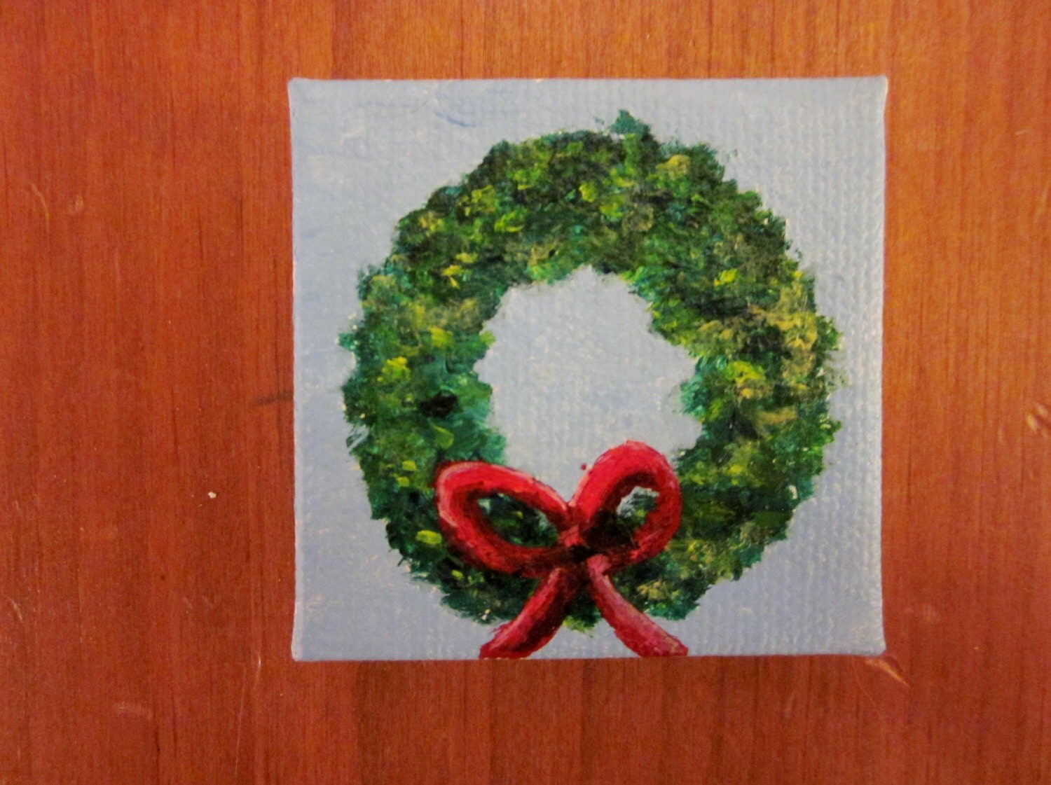 2 x 2 in acrylic painting Christmas wreath