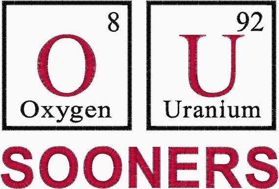 periodic embroidery designs table in Periodic Elements Embroidery Design Available Table Sooners 4 OU