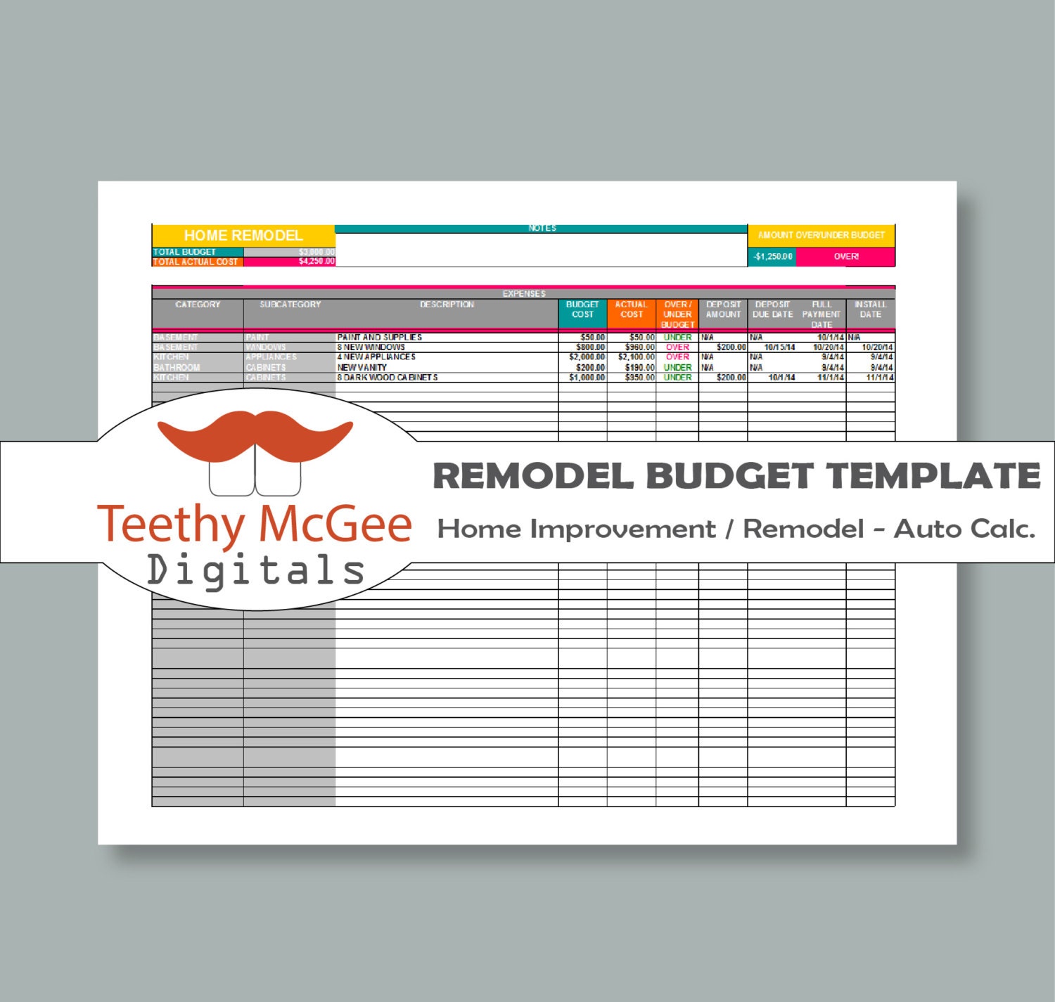 Home Improvement Remodel Bud Template Instant Download