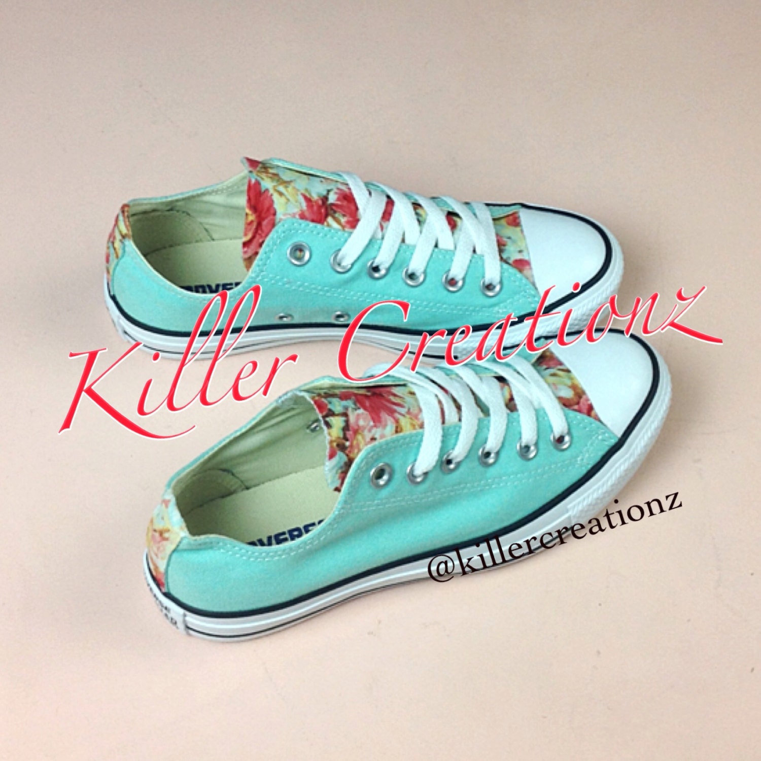 Custom Floral Tongue Converse made to order