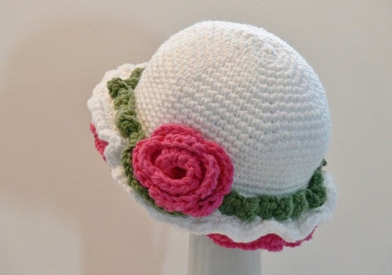 Crochet Pattern Girls Sun Hat Frilly Summer by ...