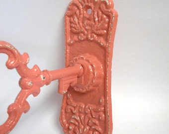 Coral Skeleton Key Hook Shabby Chic Vintage Inspired Cast Iron Gift