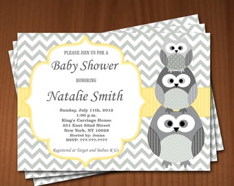 Owl Baby Shower Invitation Baby Shower invitations Printable Baby Shower Invite -FREE Thank You Card - editable pdf Download yellow 542