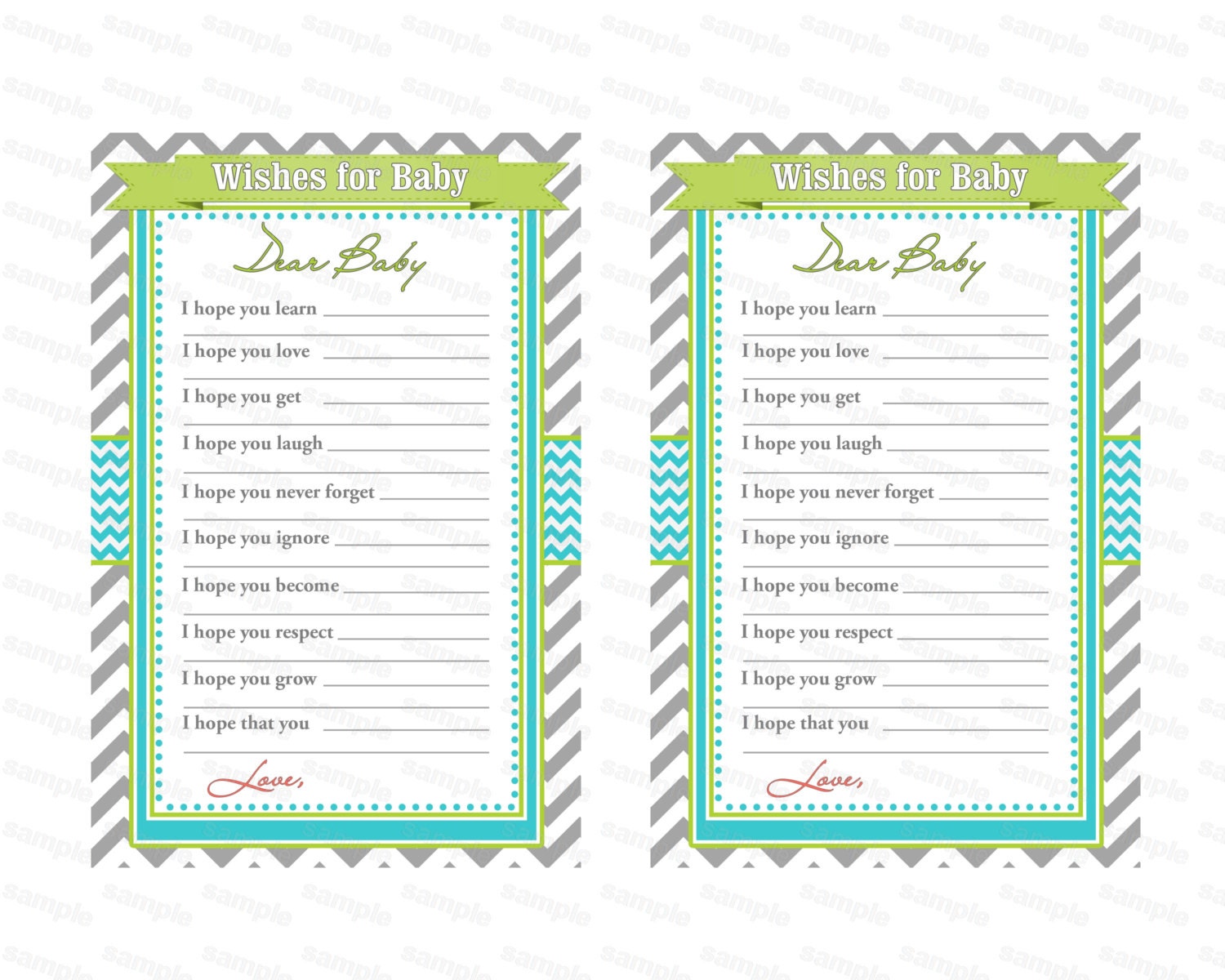 Baby Well Wishes for Baby Shower Printable Baby Shower Well