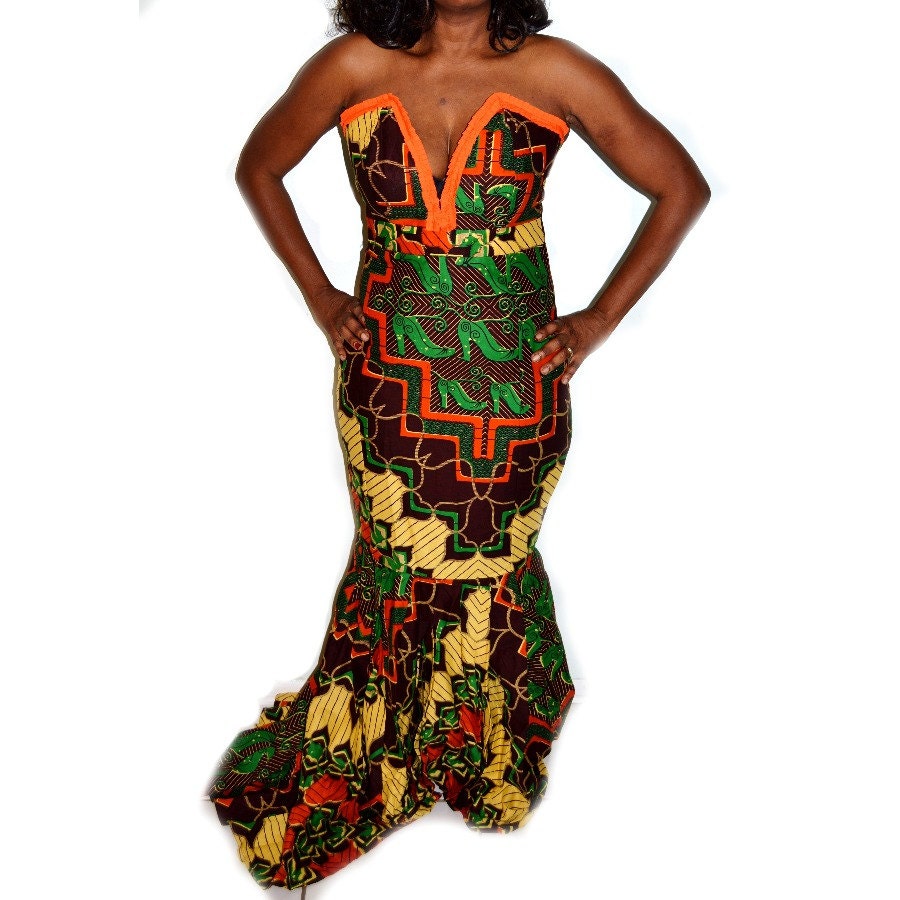 African Print Evening Dress-Best-selling Handmade sweetheart