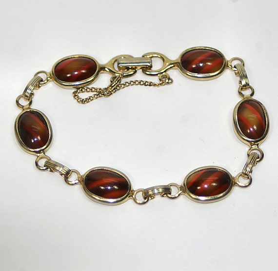 60s Sarah Coventry Red and Gold Goldtone Bracelet by KickassStyle