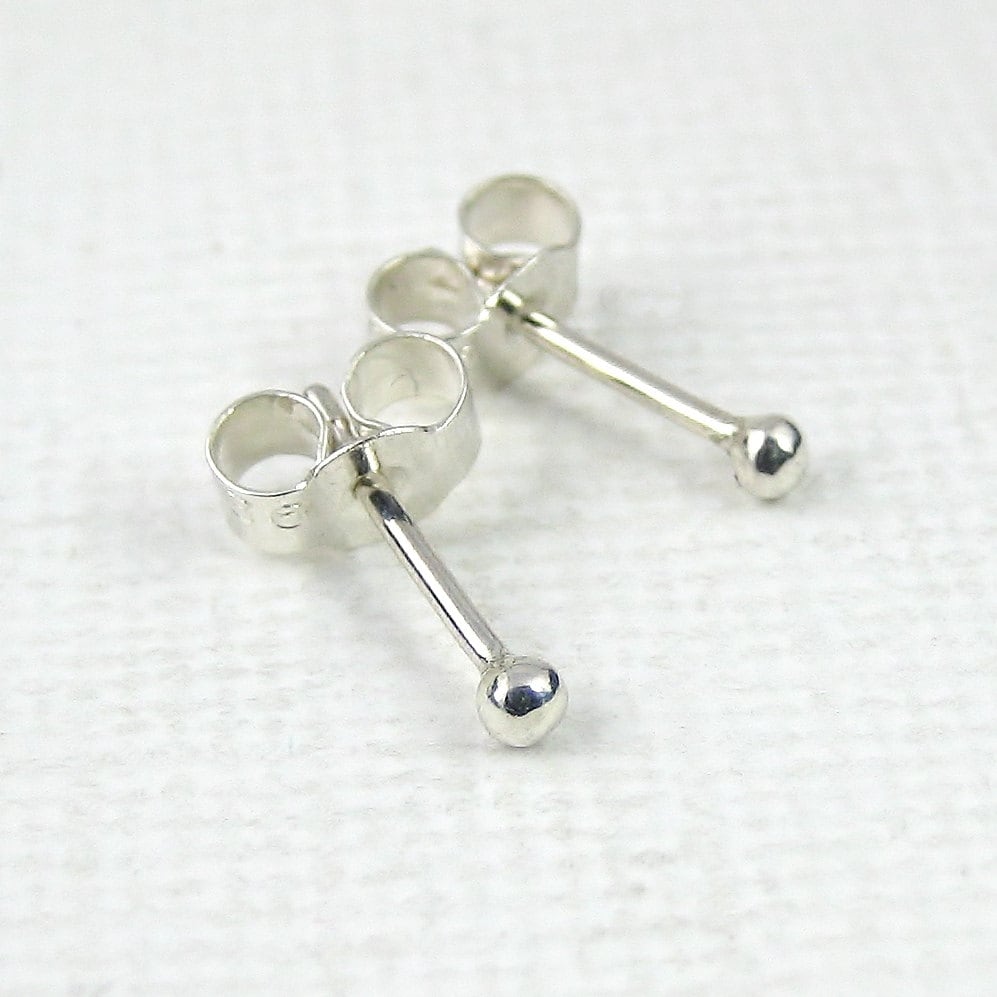 Dot Stud Earrings 2mm Silver Ball Stud Earrings Simple Fine