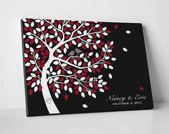 Wedding Guest Book Alternative // Classic Oak // Stretched Canvas // Fits 55-250 Signatures // Available In 16x20, 20x30 or 24x36 Inches