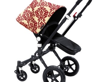 Bugaboo Cameleon, bee, donkey, frog custom canopy hood cover red and ivory