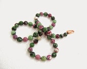Ruby in Zoisite Necklace Knotted High Quality Red Ruby Green Zoisite multicolored semiprecious gemstone jewelry green / red / black beads