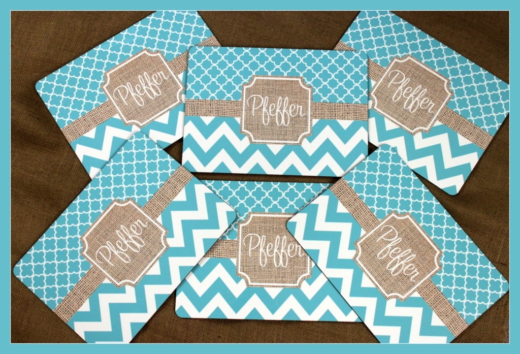 Placemats Hardboard Dining Table Setting Monogrammed