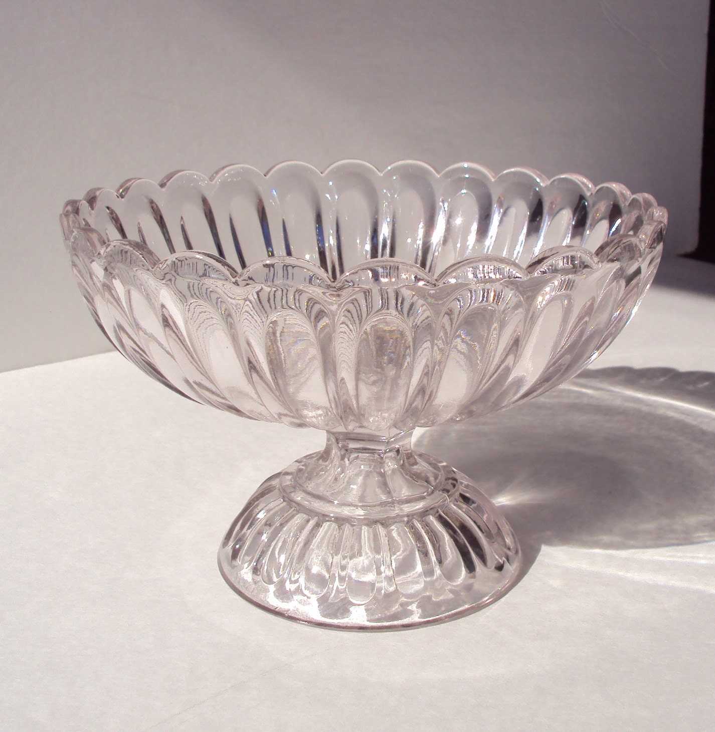 Flint Glass Compote 1861 EAPG Genella by Jas. B. Lyon