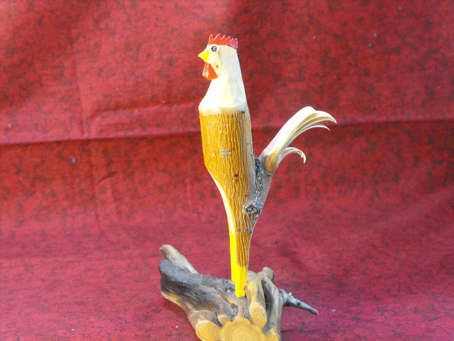 Wood Carved Rooster Rustic woodwork rooster