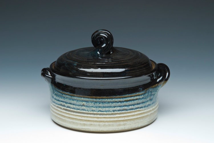Lidded Pottery Casserole Dish with twisted by SommervillePottery