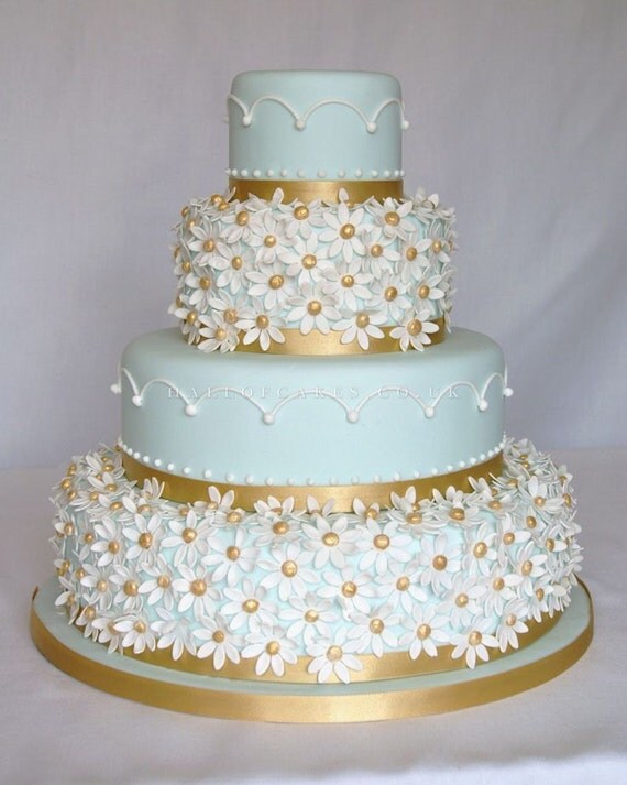 Items Similar To Special Order Gumpaste Daisy Flower Cake