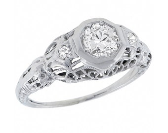 ... 56ct Round Brilliant Diamond 14k White Gold Engagement Ring