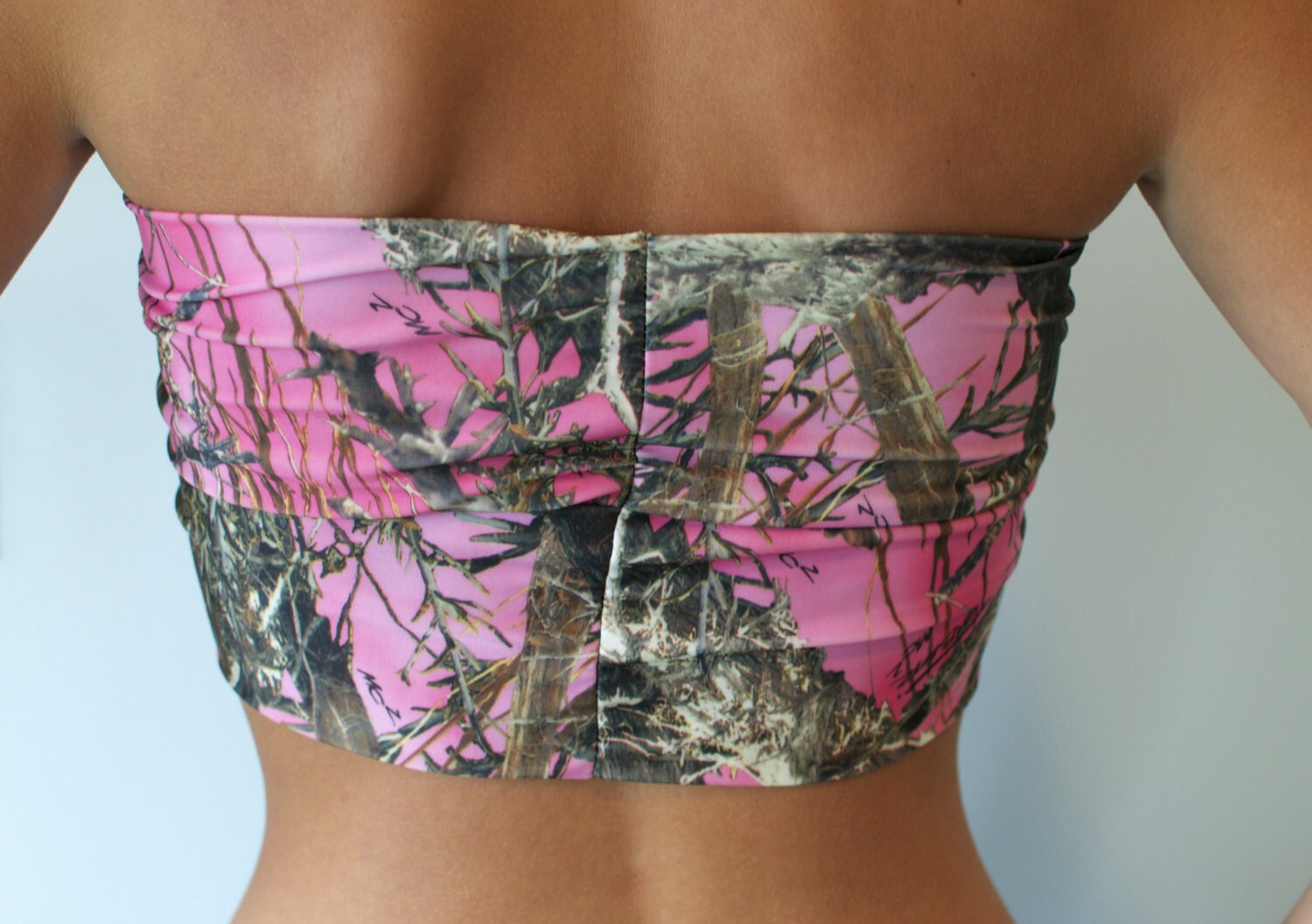 Pink Camo Bandeau Top Spandex Bandeau Bikini