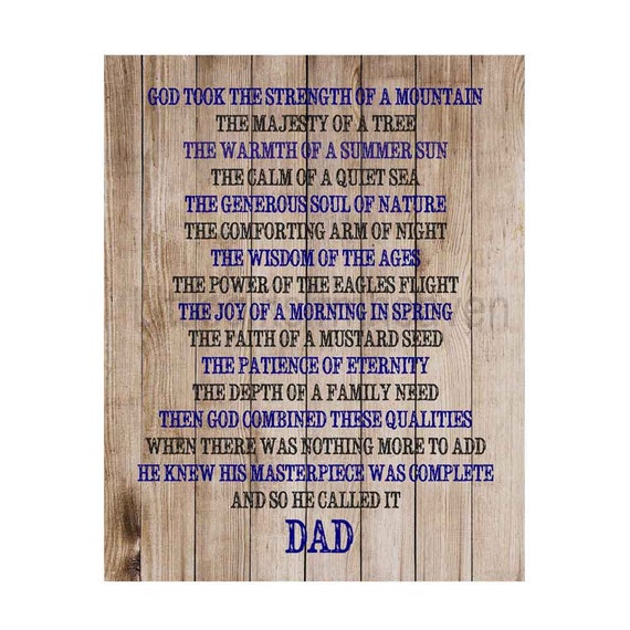 items similar to fathers day poem rustic print fathers day gift
