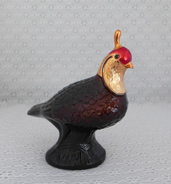 Avon Quail Decanter After Shave Bottle Vintage Brown Glass